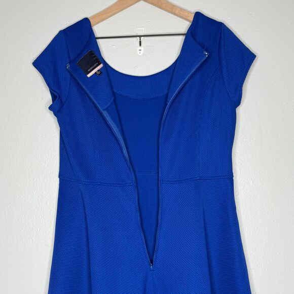 ModCloth Womens Sheath Dress XL Blue Textured Cutout Fit Flare Event Brunch 60s‎ - Picture 8 of 8